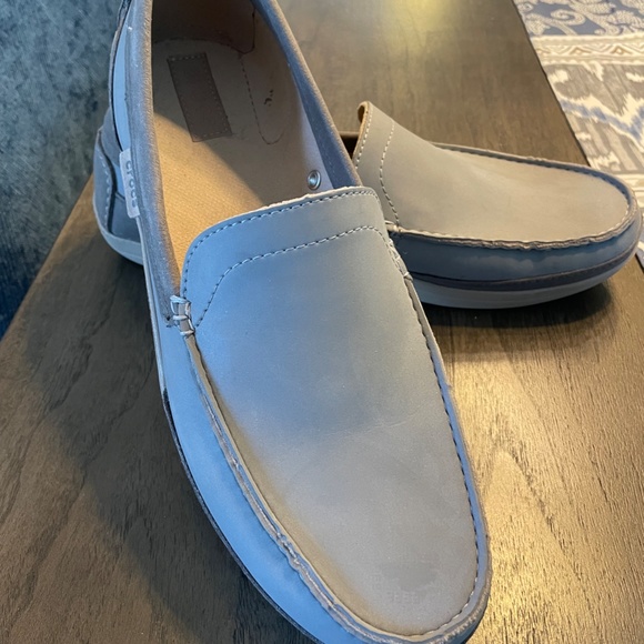New Men's Leather Crocs Slip-On Loafers, Sz 12M - Picture 2 of 5